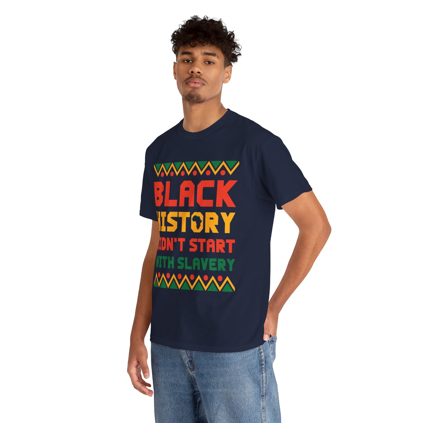 Camiseta unisex de algodón pesado "La historia negra no comenzó"