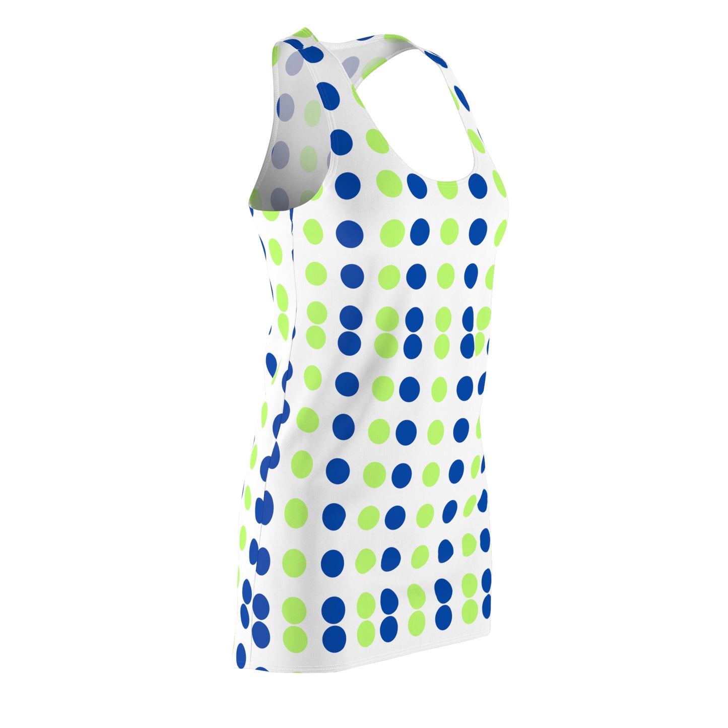 Women's Cut & Sew Racerback Dress "Blue-Lime Polka Dot"