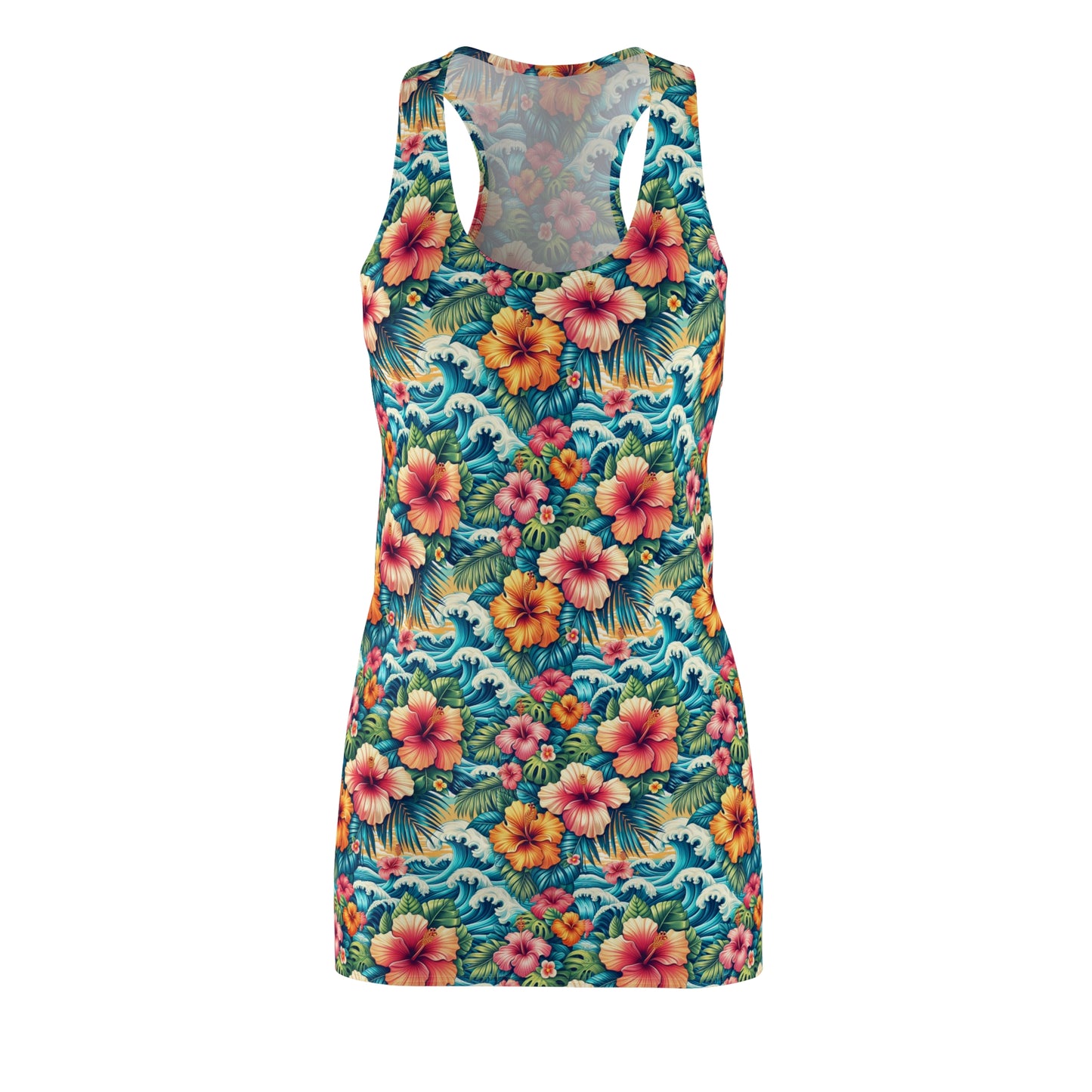 Women's Cut & Sew Racerback Dress "Hawaiian Print"