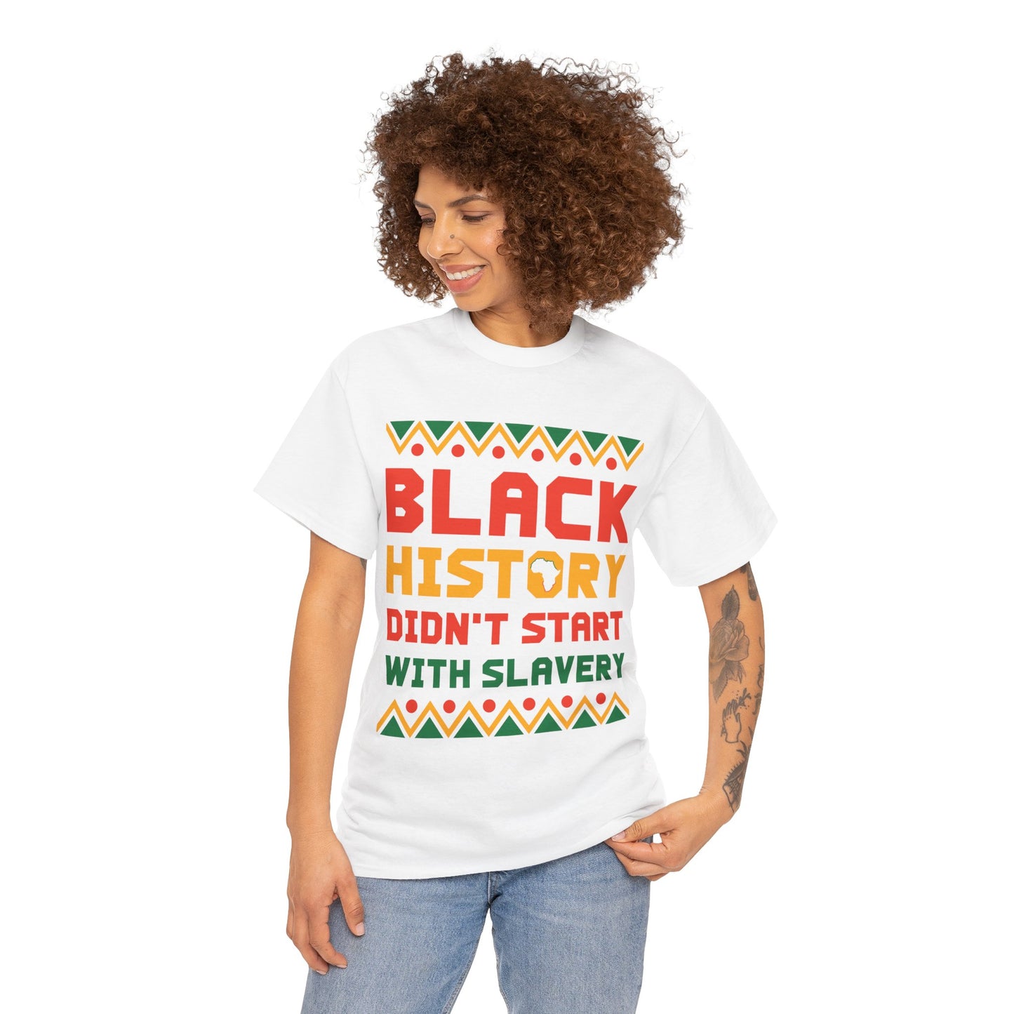 Camiseta unisex de algodón pesado "La historia negra no comenzó"