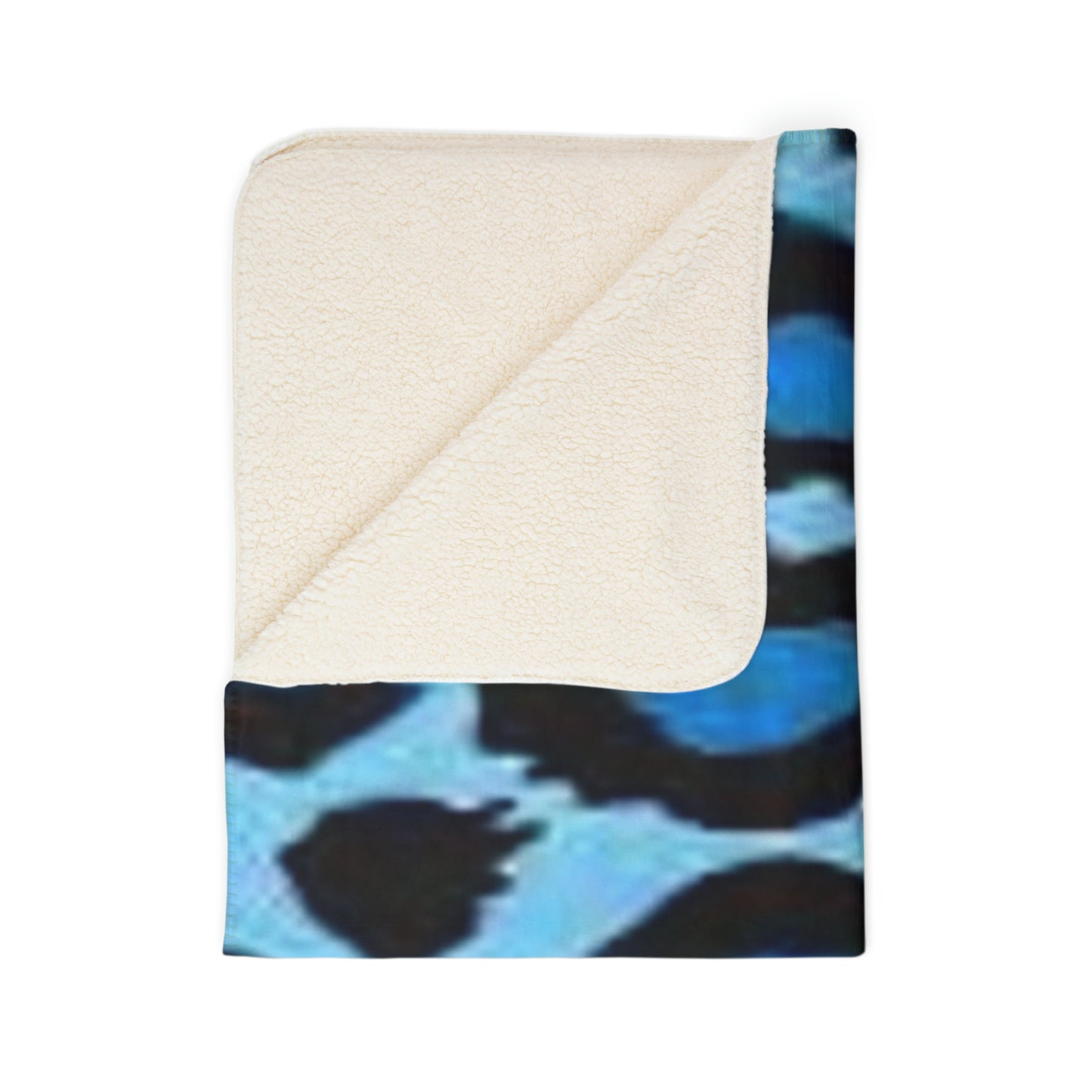 Fleece Sherpa Blanket “Blue Leopard”