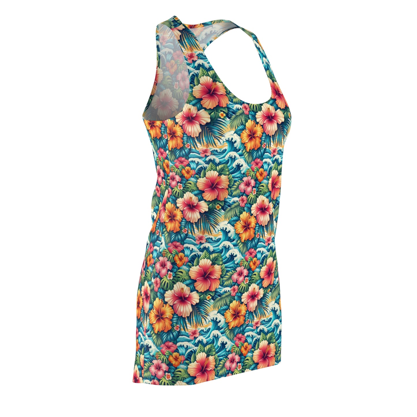 Women's Cut & Sew Racerback Dress "Hawaiian Print"