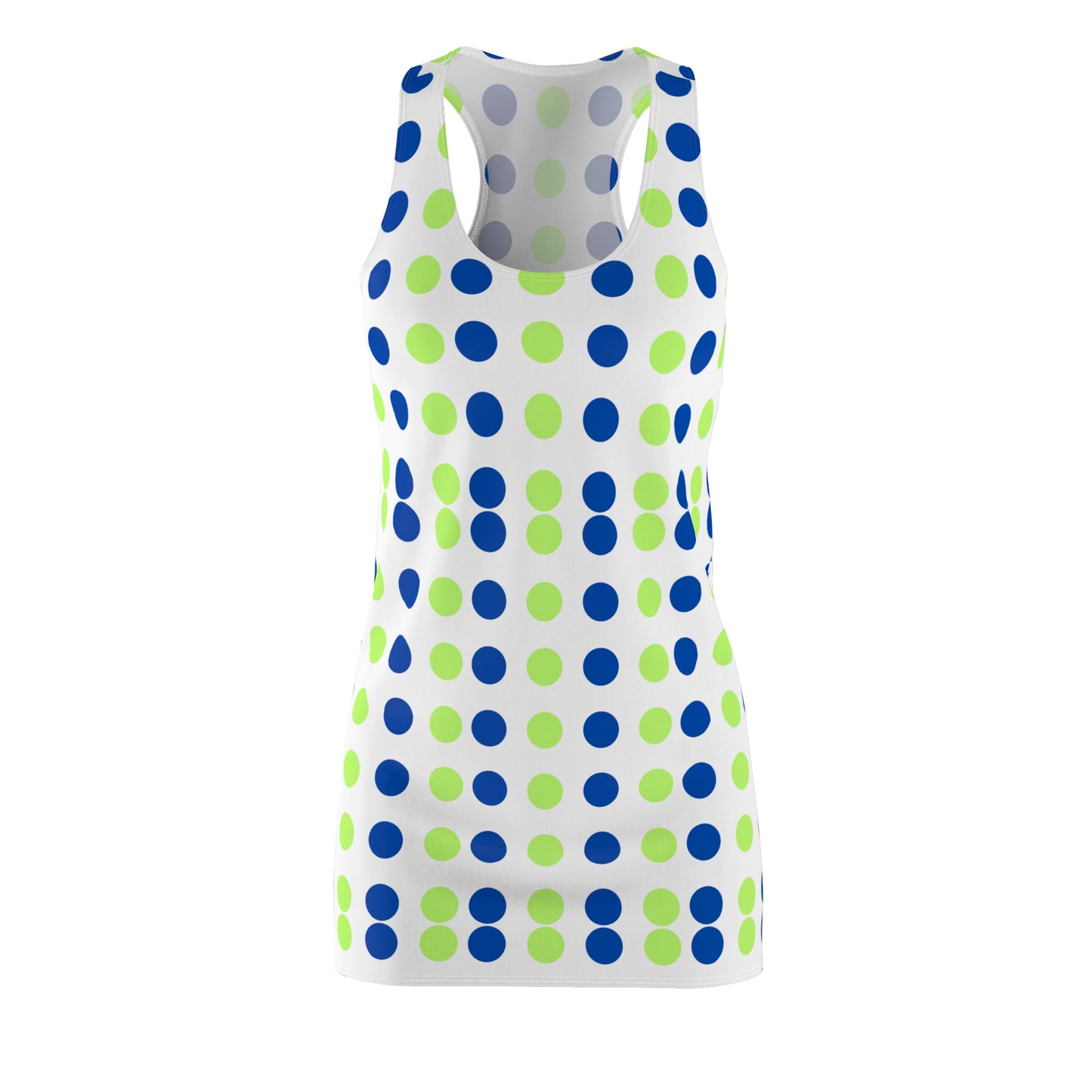 Women's Cut & Sew Racerback Dress "Blue-Lime Polka Dot"