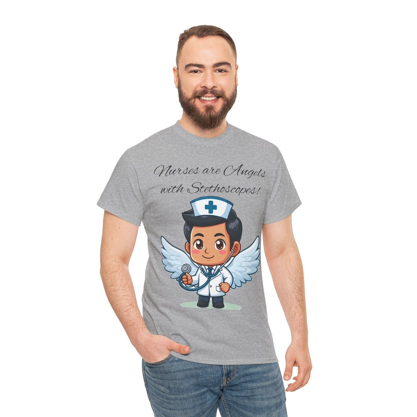 Men's Heavy Cotton Tee "Nurses are Angels"