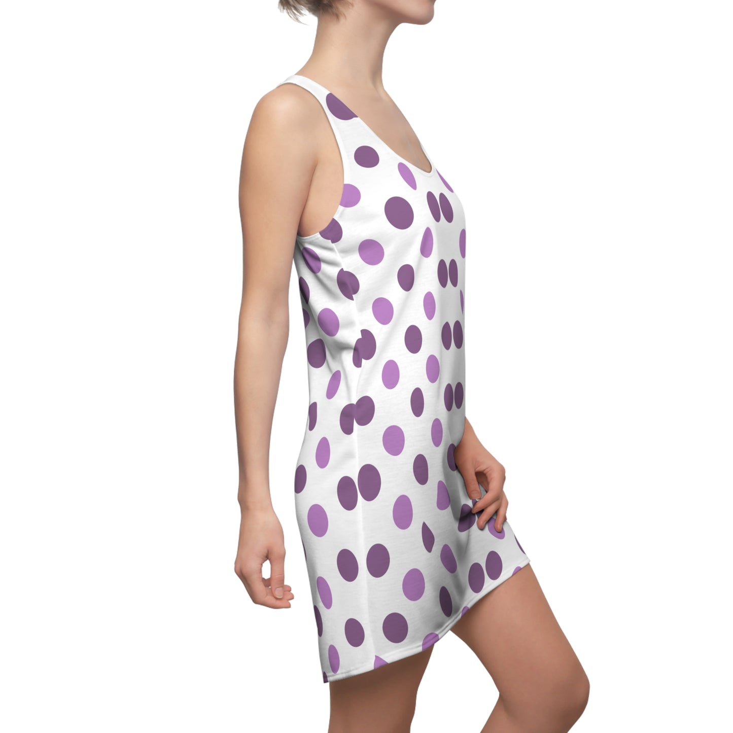 Women's Cut & Sew Racerback Dress "Lavender Polka Dot"