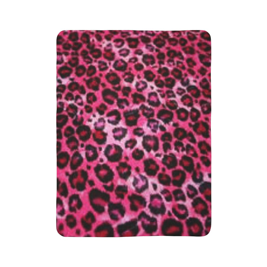 Fleece Sherpa Blanket “Pink Leopard”