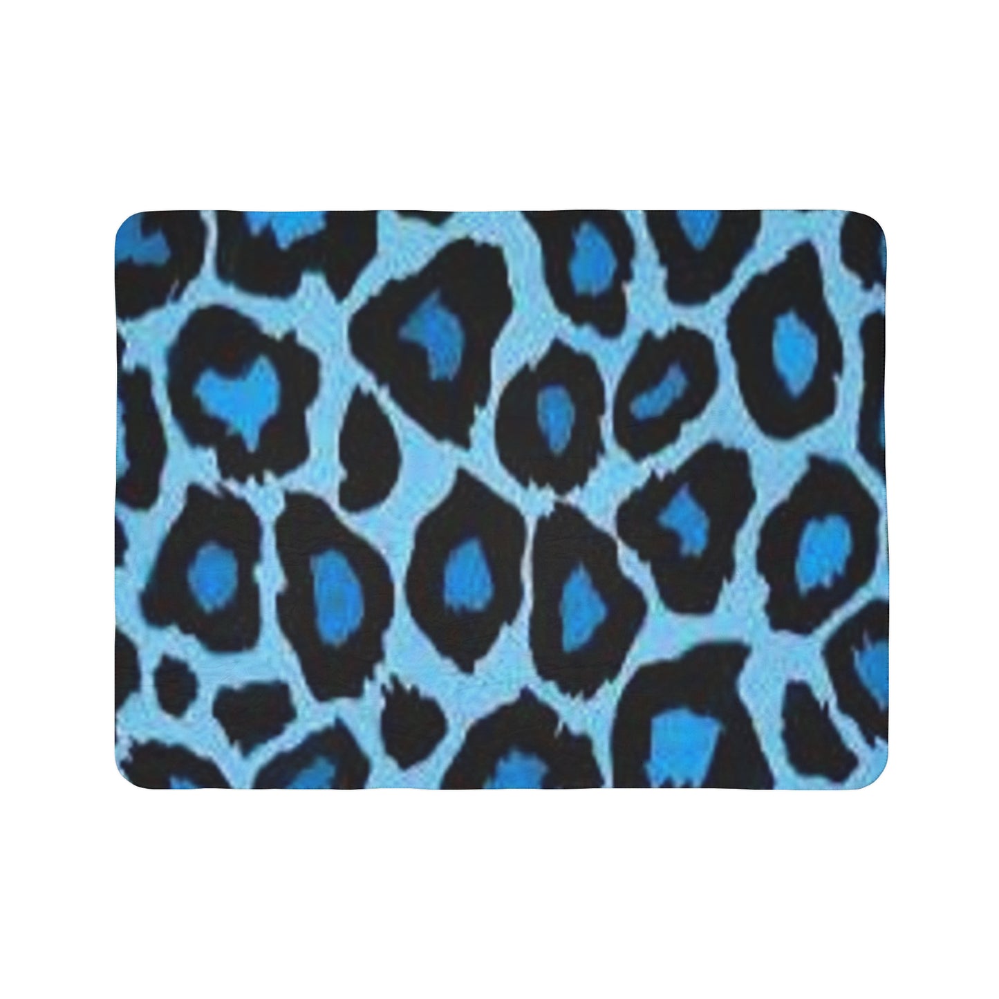 Fleece Sherpa Blanket “Blue Leopard”