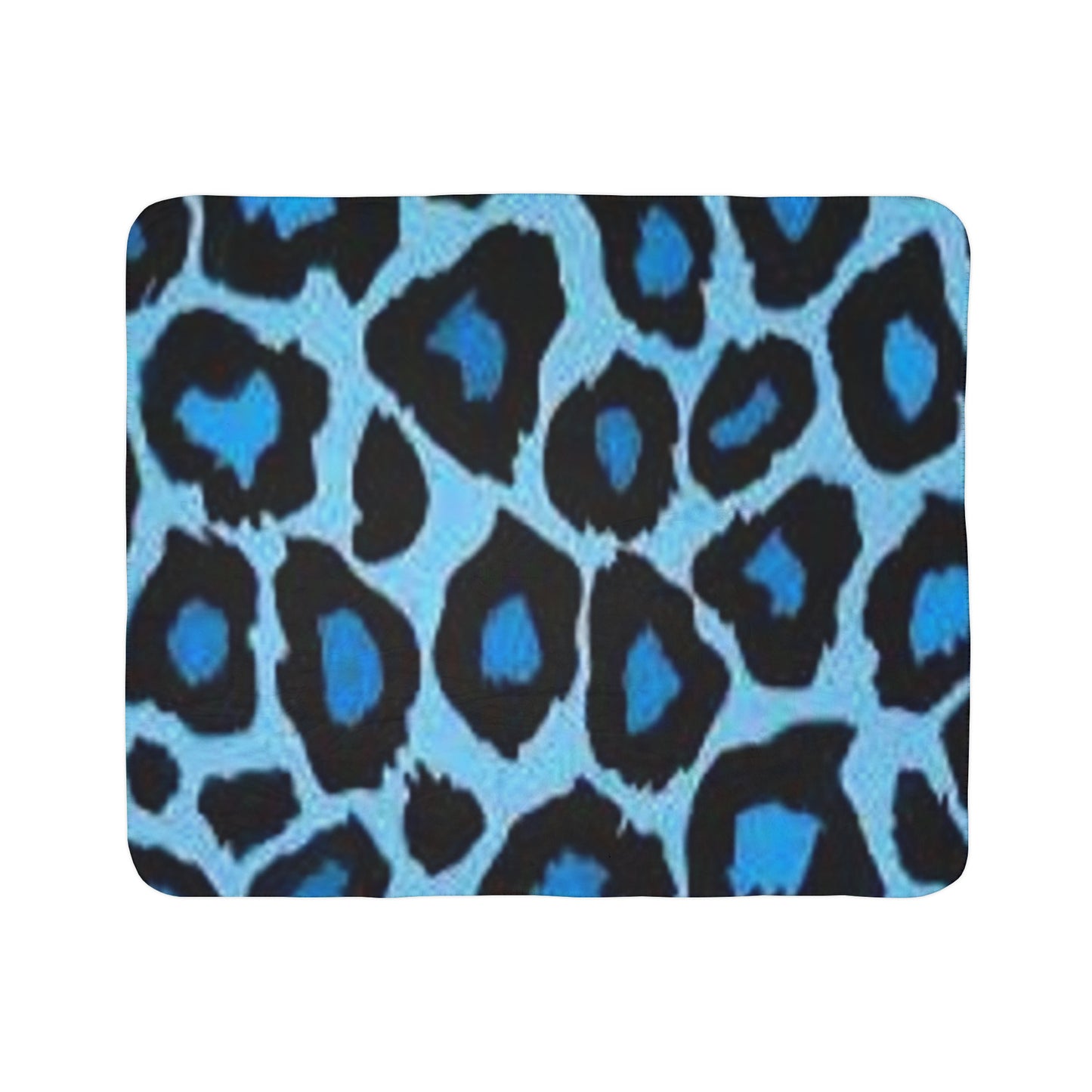 Fleece Sherpa Blanket “Blue Leopard”