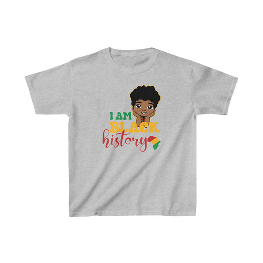 Kids Heavy Cotton™ Tee "I Am Black History-Boy”