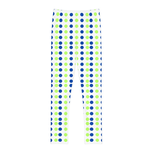 Youth Full-Length Leggings (Blue-Lime)