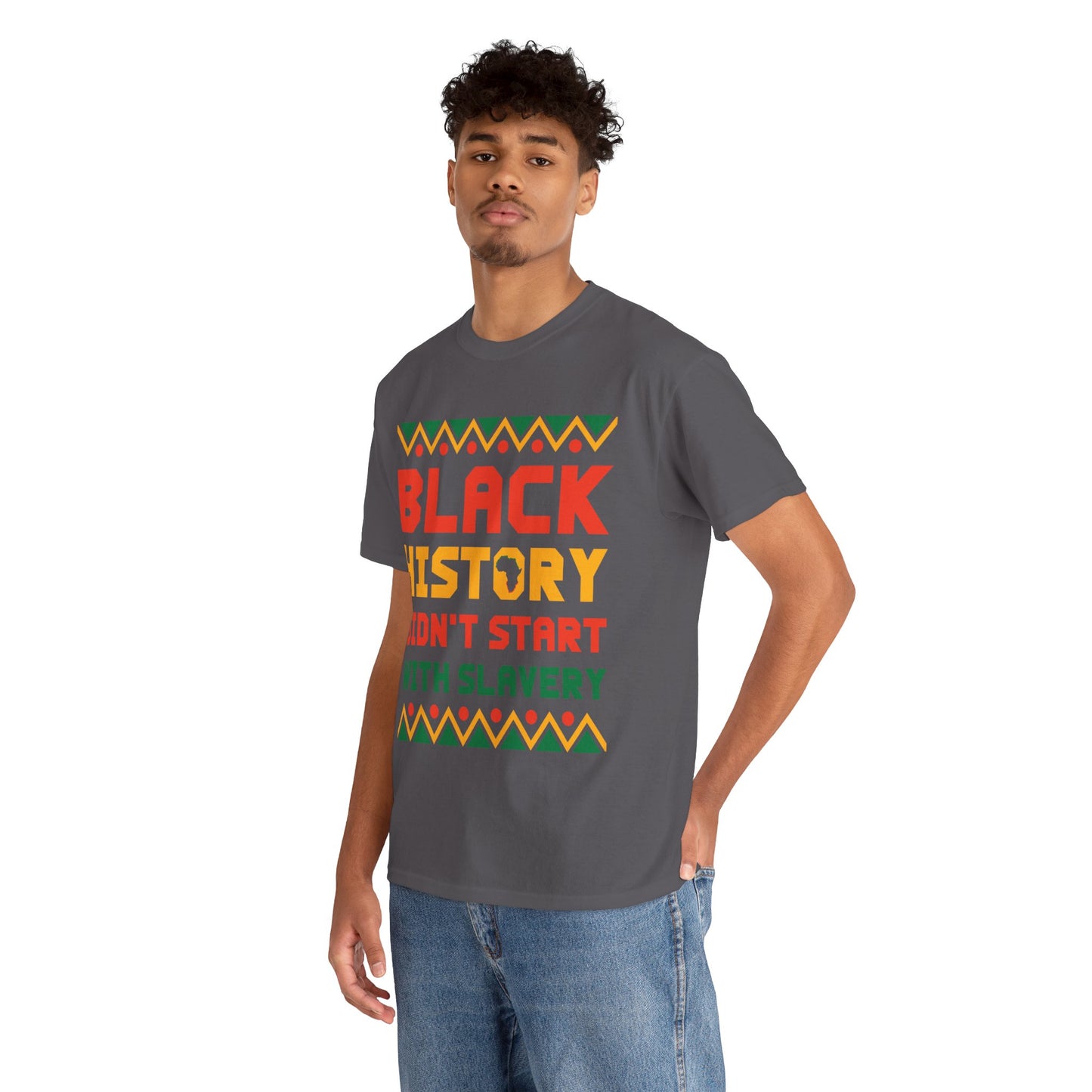 Camiseta unisex de algodón pesado "La historia negra no comenzó"