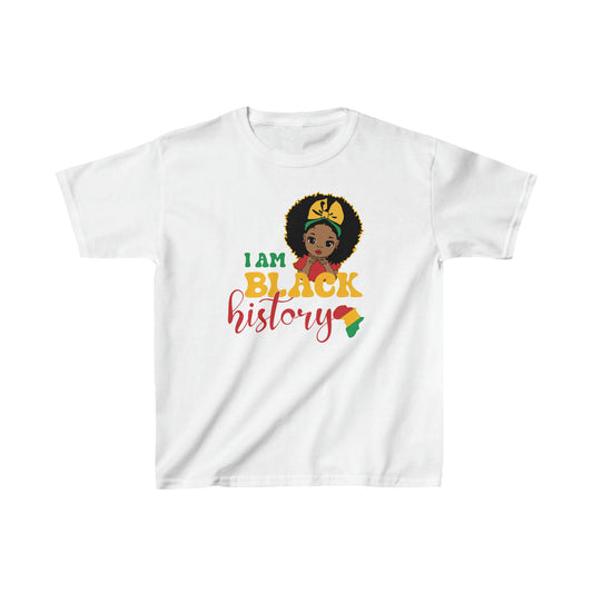 Kids Heavy Cotton™ Tee "I Am Black History-Girl”