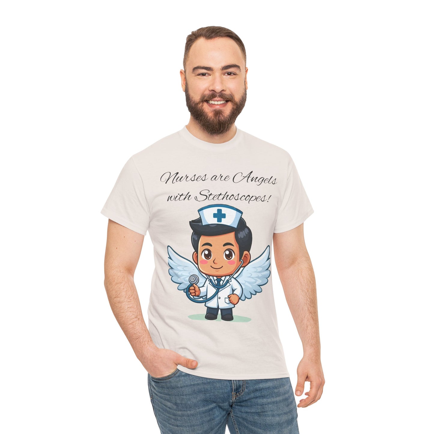 Men's Heavy Cotton Tee "Nurses are Angels"