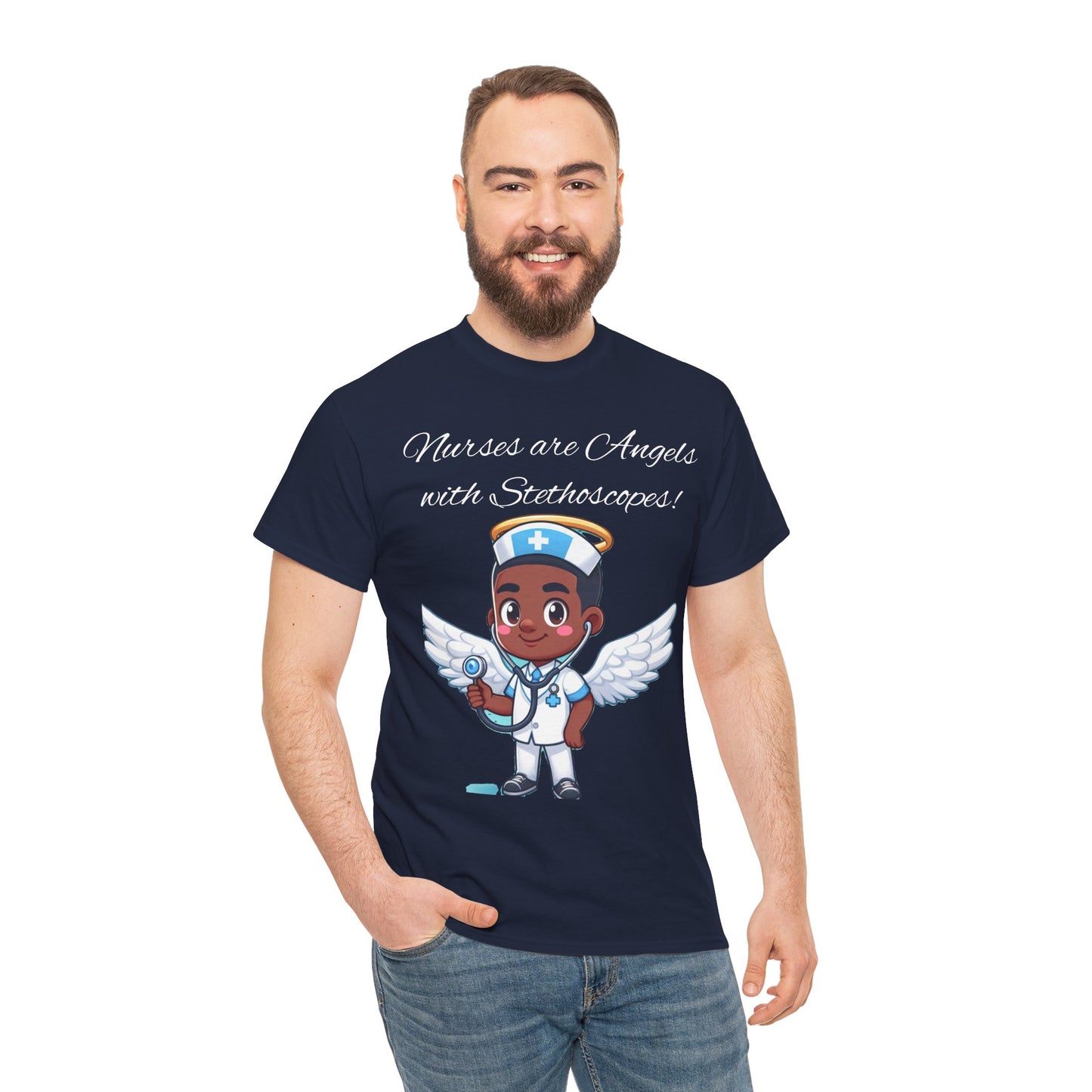 Men's Heavy Cotton Tee "Nurses are Angels"