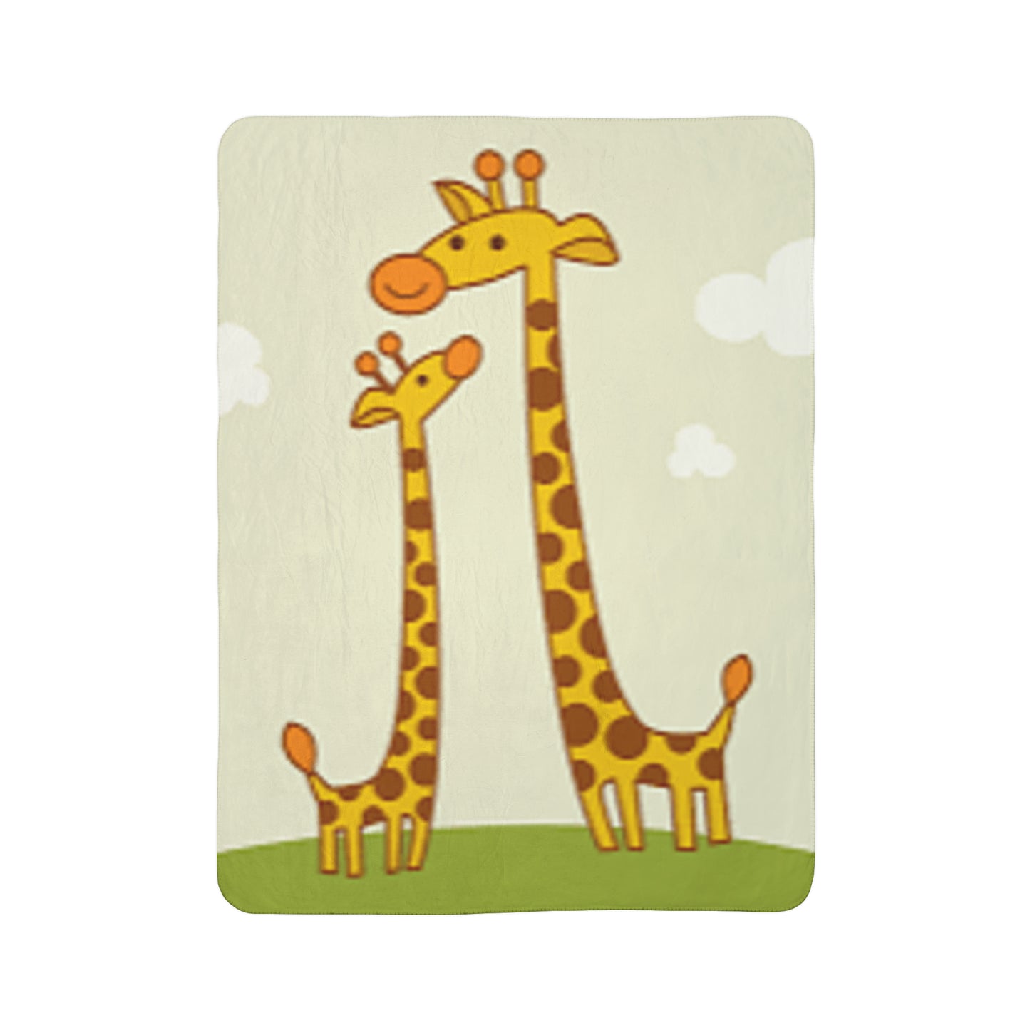 Fleece Sherpa Blanket “Mommy/Daddy and Baby Giraffe”