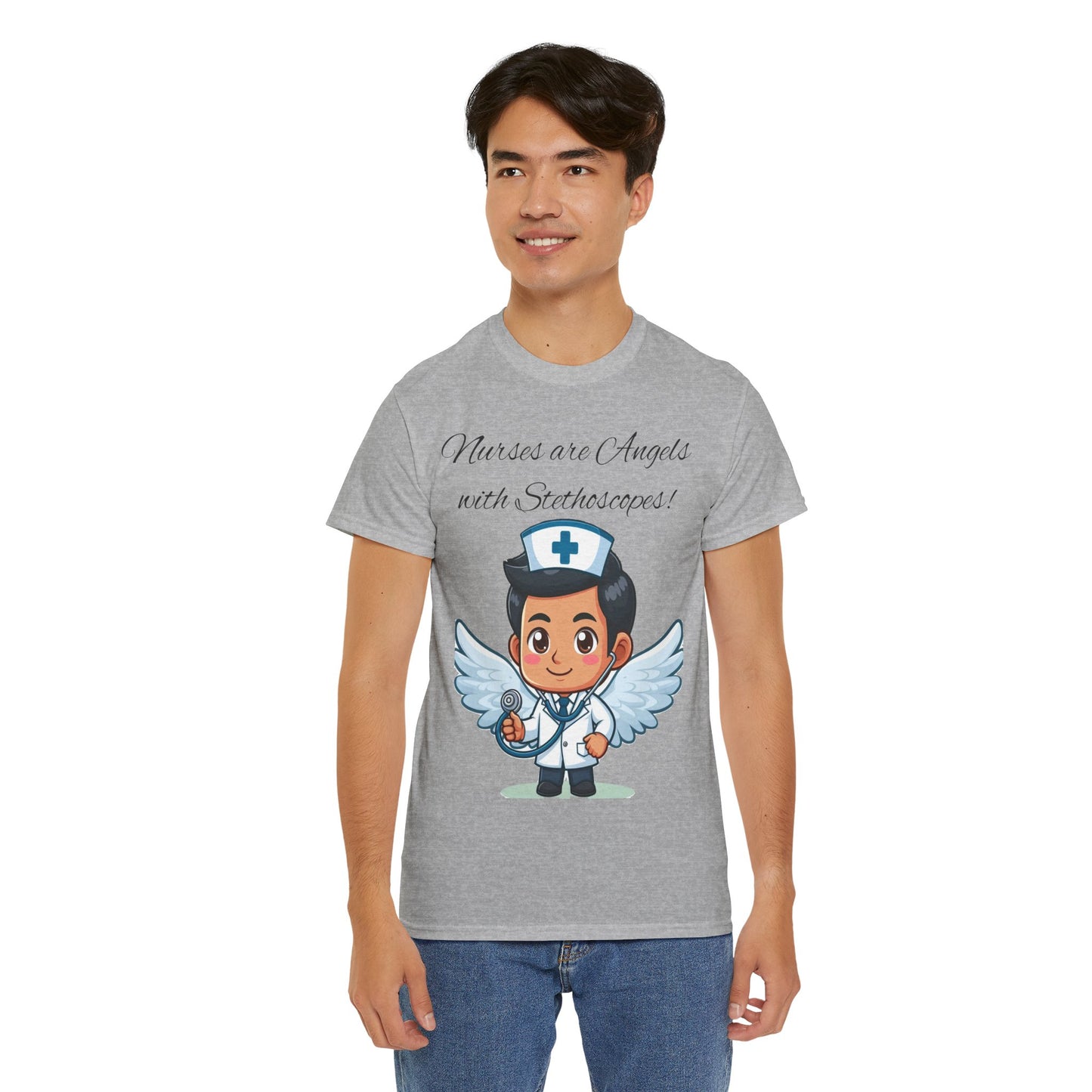 Men's Heavy Cotton Tee "Nurses are Angels"