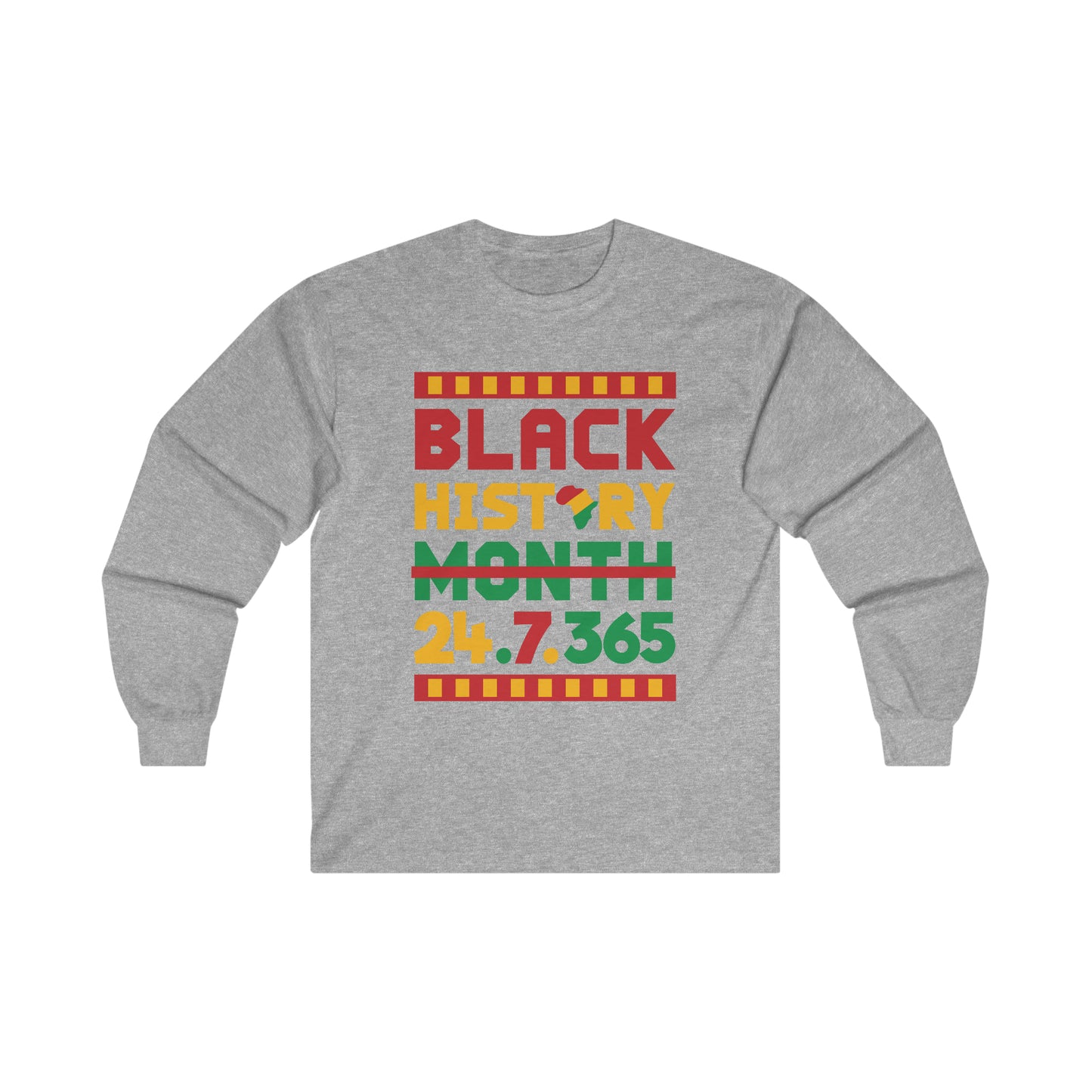 Camiseta unisex de manga larga ultra algodón "Black History 24.7.365"