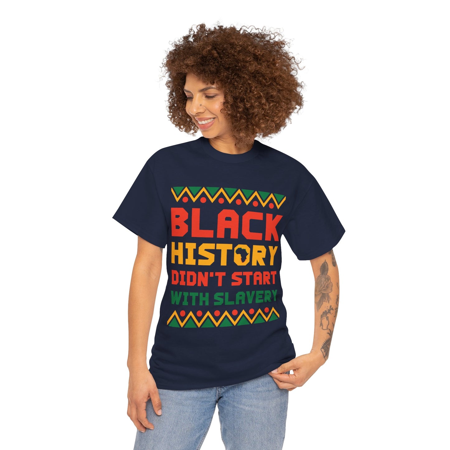 Camiseta unisex de algodón pesado "La historia negra no comenzó"