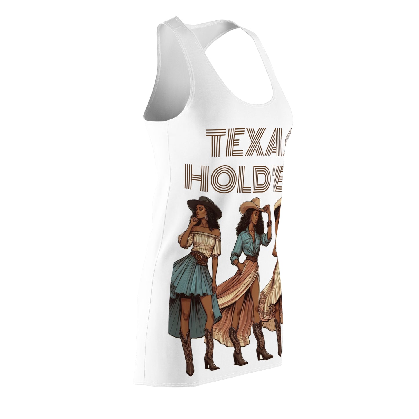 Cut & Sew Racerback Dress "Texas Hold 'Em II - White”