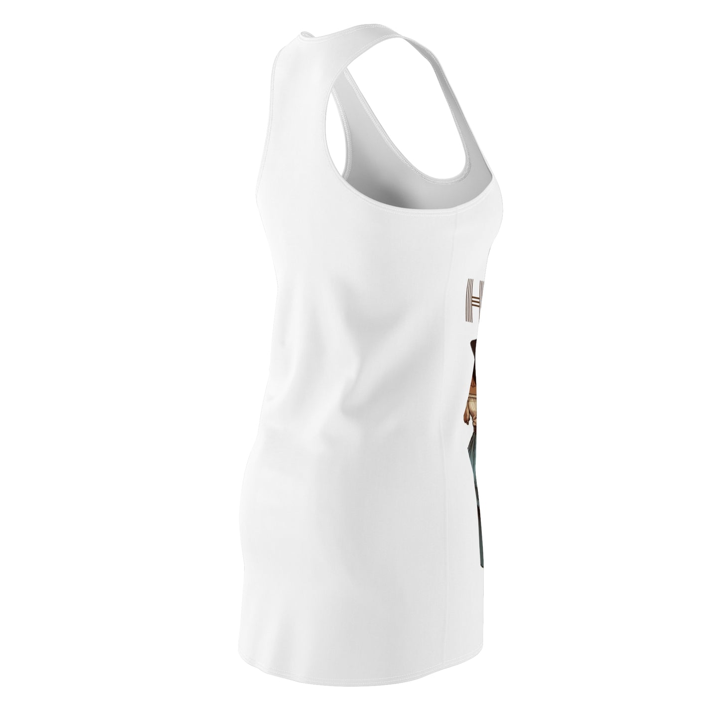 Cut & Sew Racerback Dress "Texas Hold 'Em II - White”