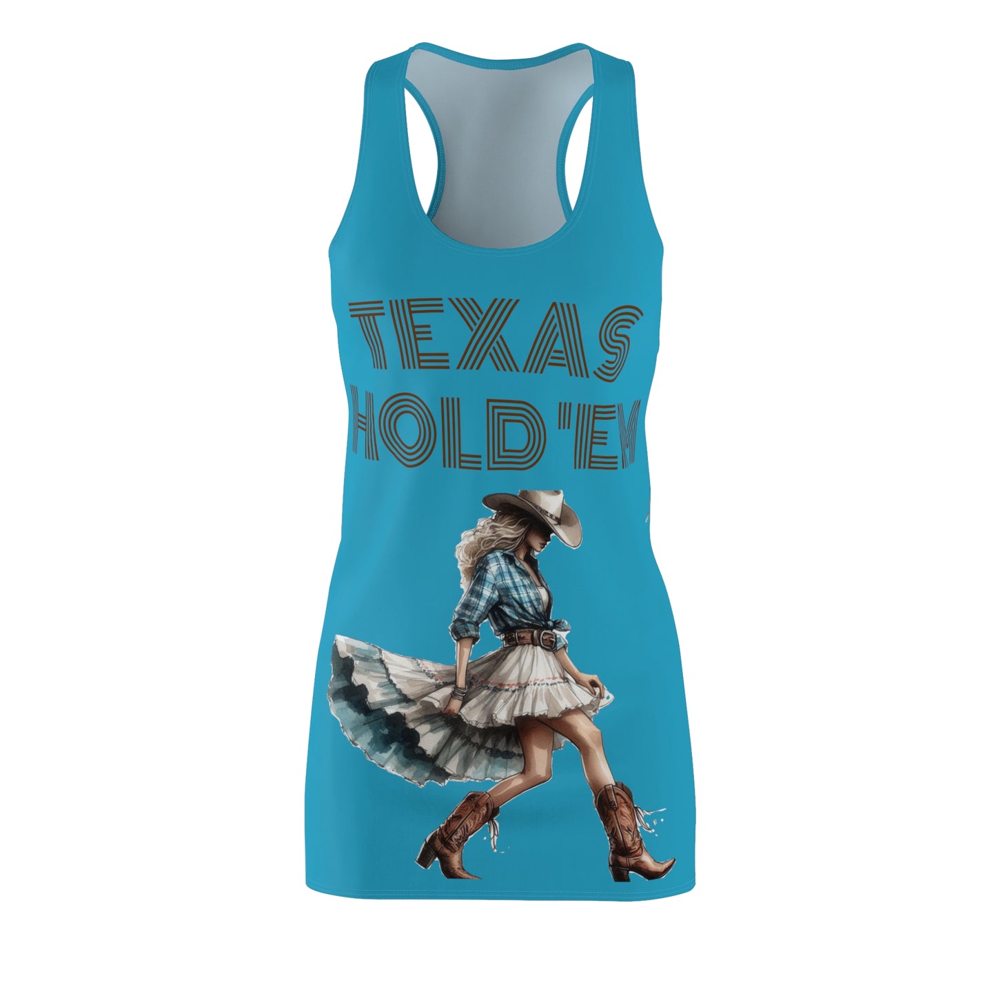 Cut & Sew Racerback Dress "Texas Hold 'Em I - Turquoise”