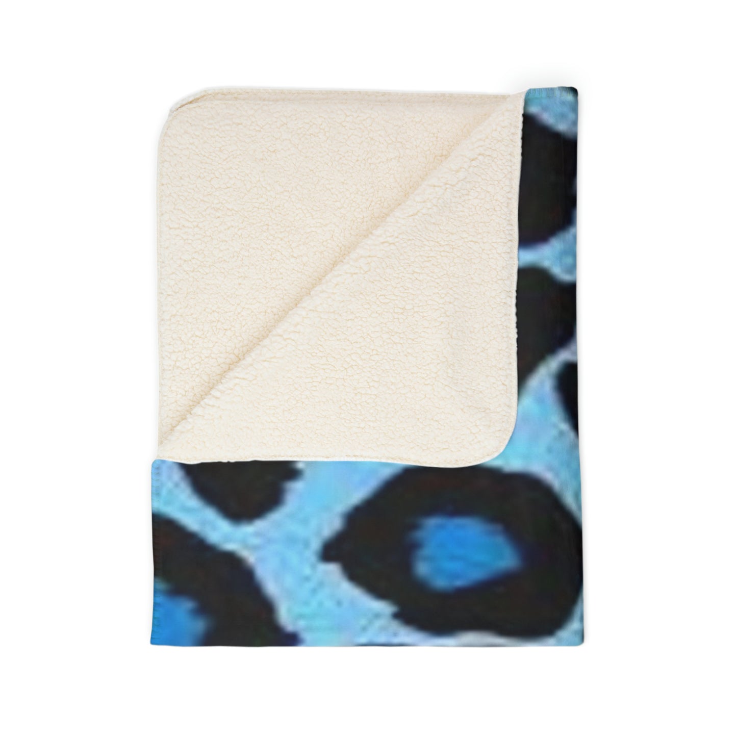 Fleece Sherpa Blanket “Blue Leopard”