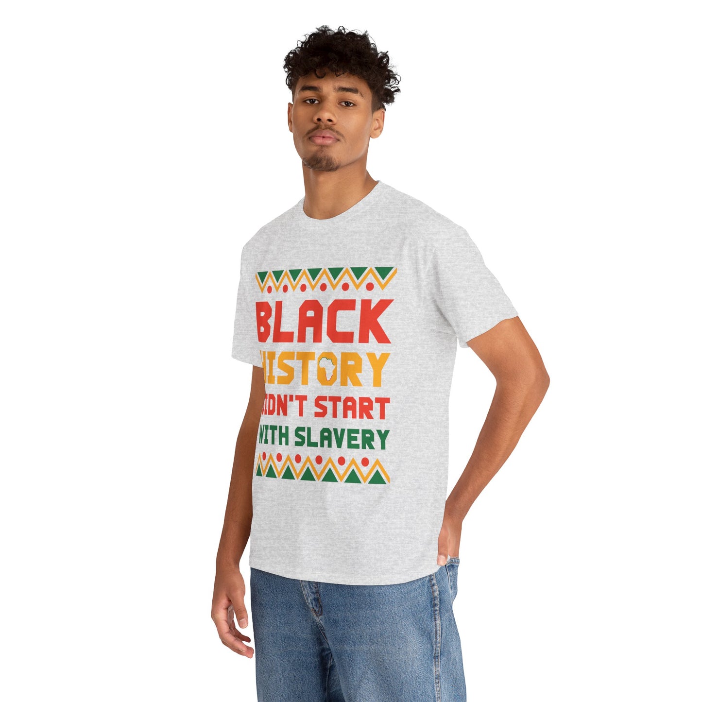 Camiseta unisex de algodón pesado "La historia negra no comenzó"