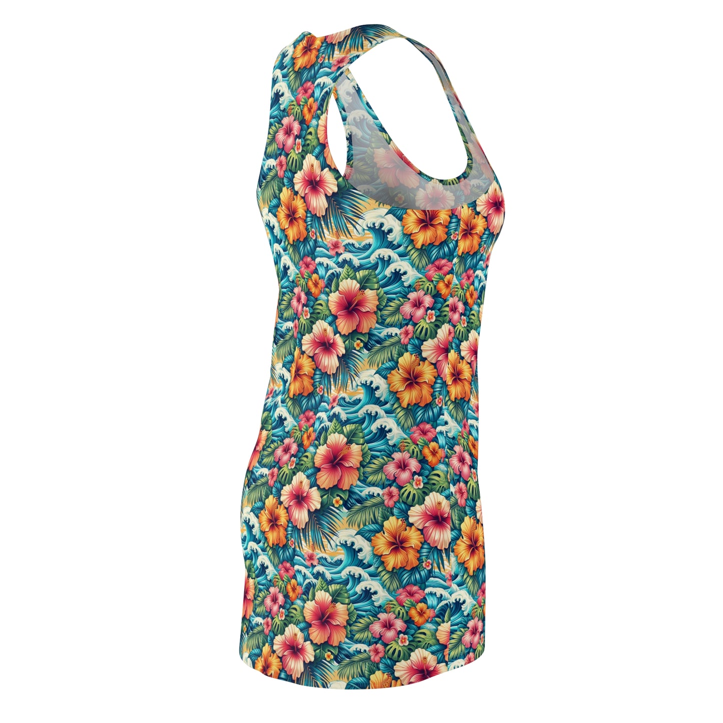 Women's Cut & Sew Racerback Dress "Hawaiian Print"