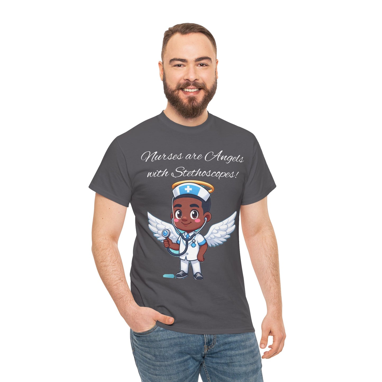 Men's Heavy Cotton Tee "Nurses are Angels"