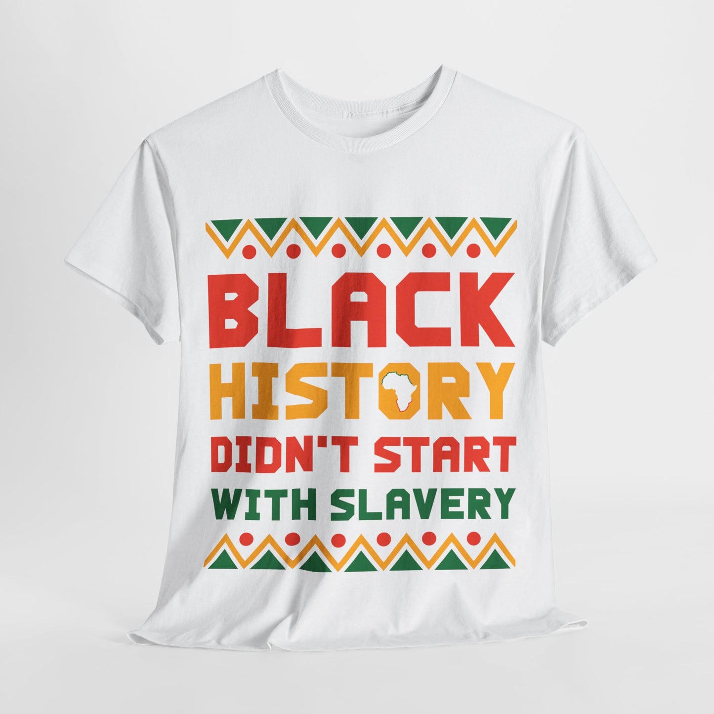 Camiseta unisex de algodón pesado "La historia negra no comenzó"