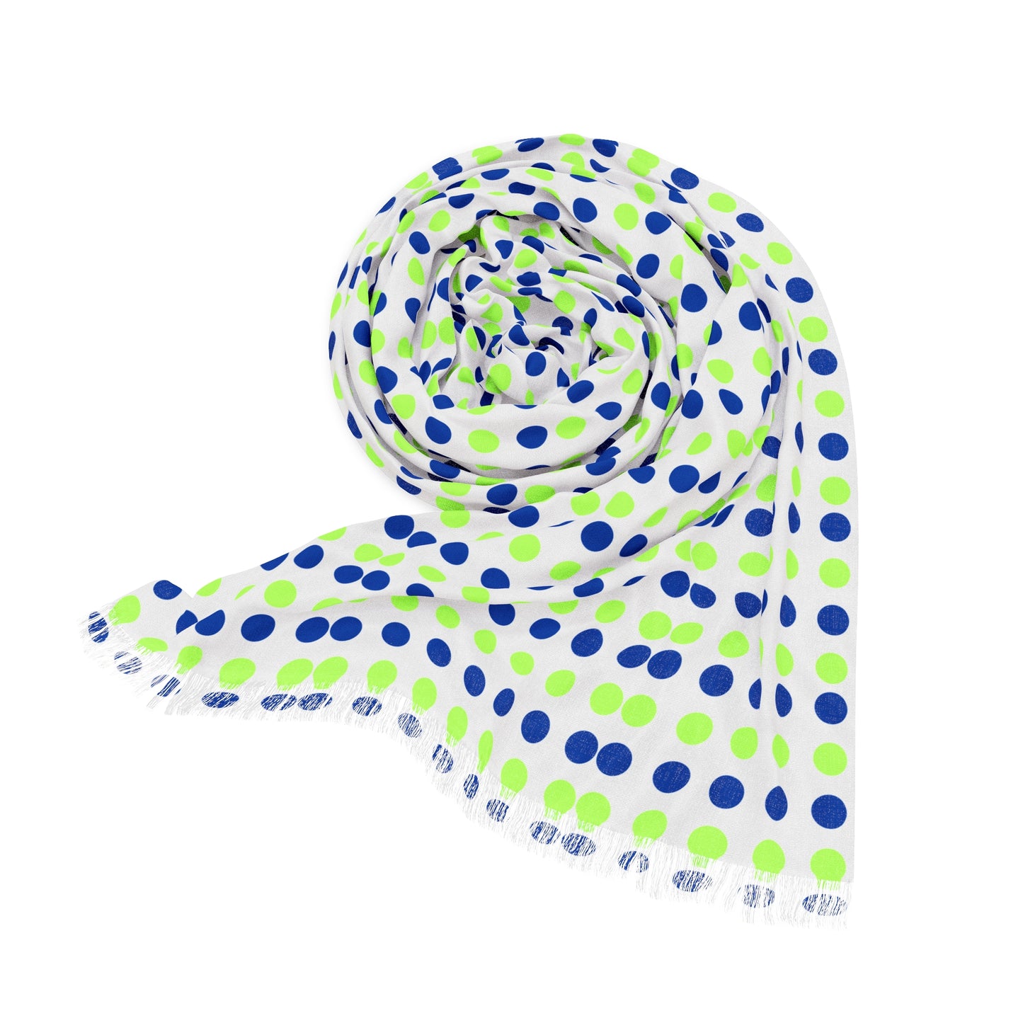 Polka Dot Print Light Scarf (Blue-Lime)