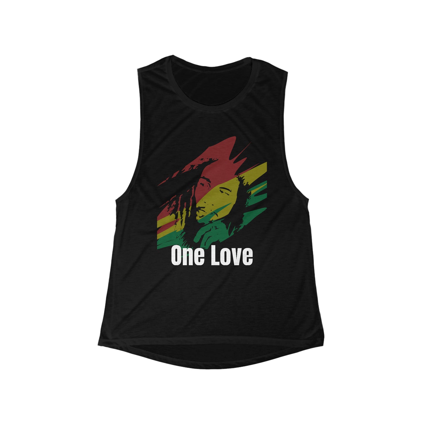 Camiseta sin mangas con escote redondo y fluida para mujer “One Love”