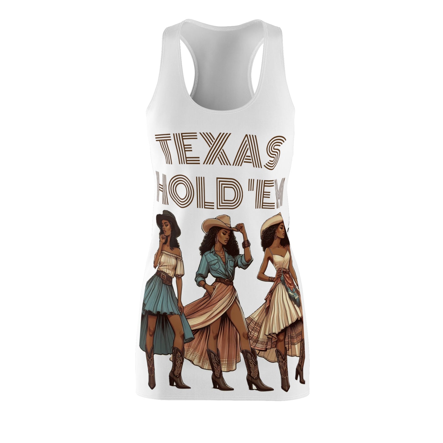 Cut & Sew Racerback Dress "Texas Hold 'Em II - White”