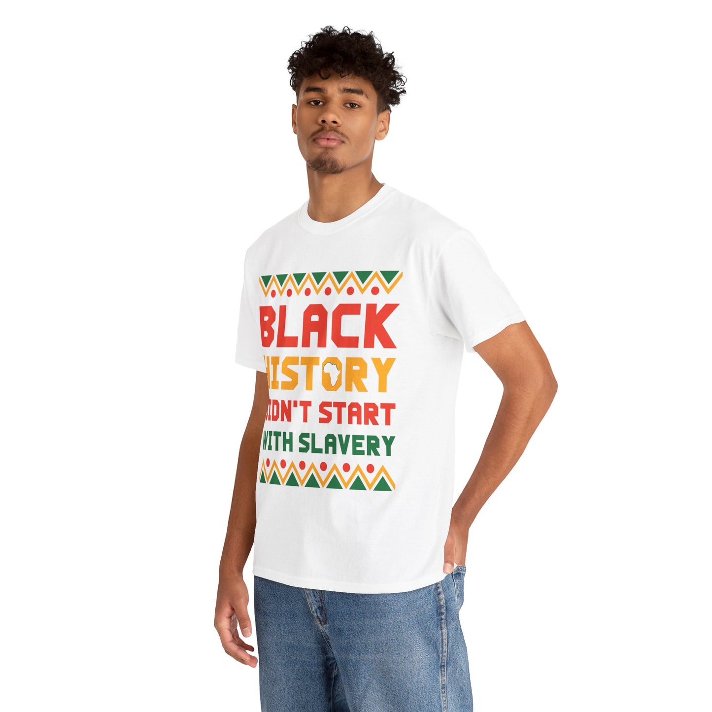 Camiseta unisex de algodón pesado "La historia negra no comenzó"