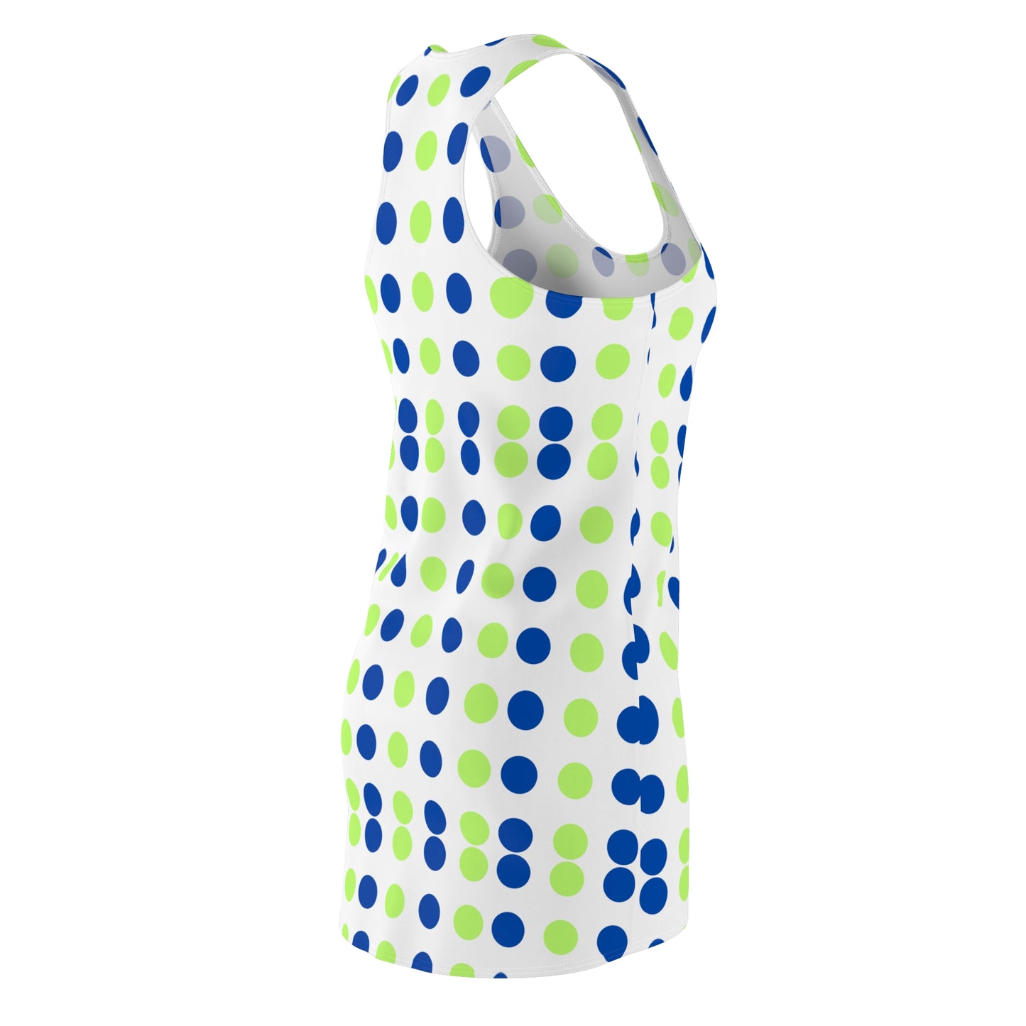 Women's Cut & Sew Racerback Dress "Blue-Lime Polka Dot"