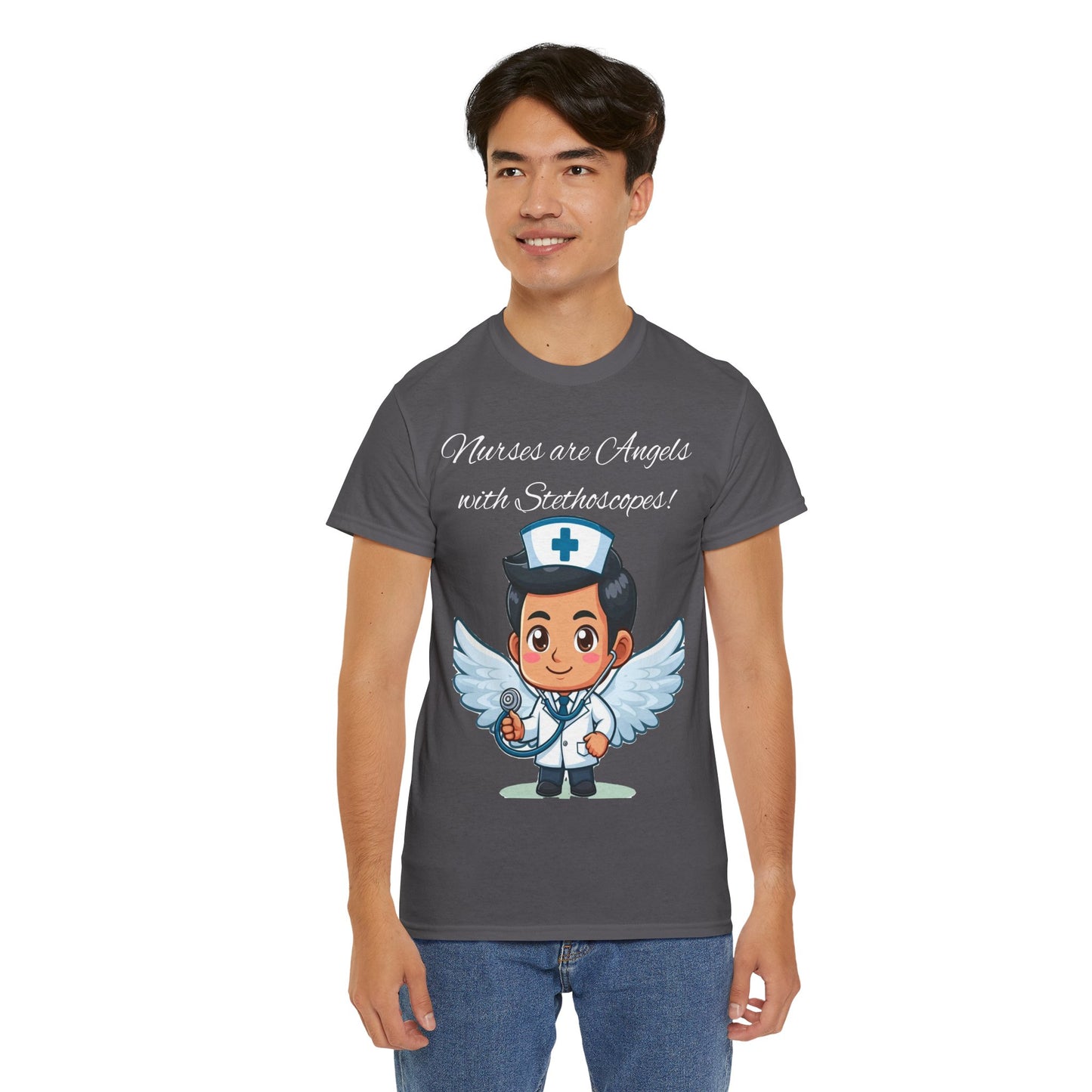 Men's Heavy Cotton Tee "Nurses are Angels"