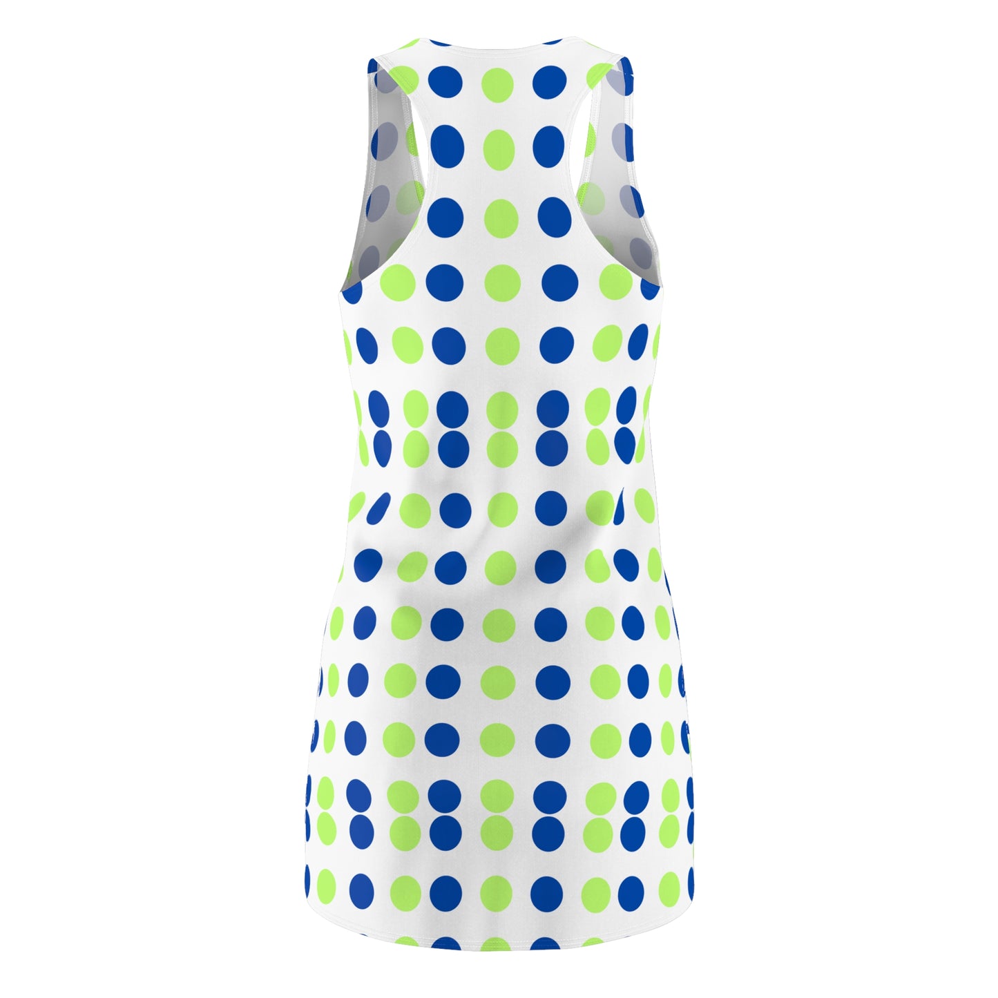 Women's Cut & Sew Racerback Dress "Blue-Lime Polka Dot"