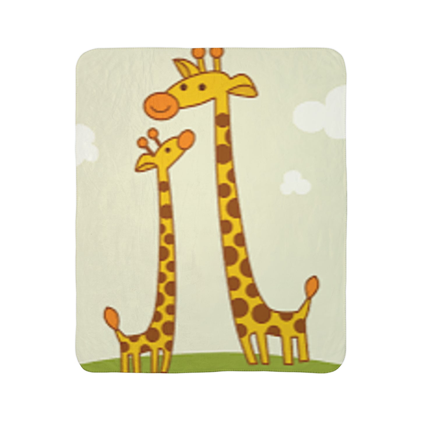 Fleece Sherpa Blanket “Mommy/Daddy and Baby Giraffe”