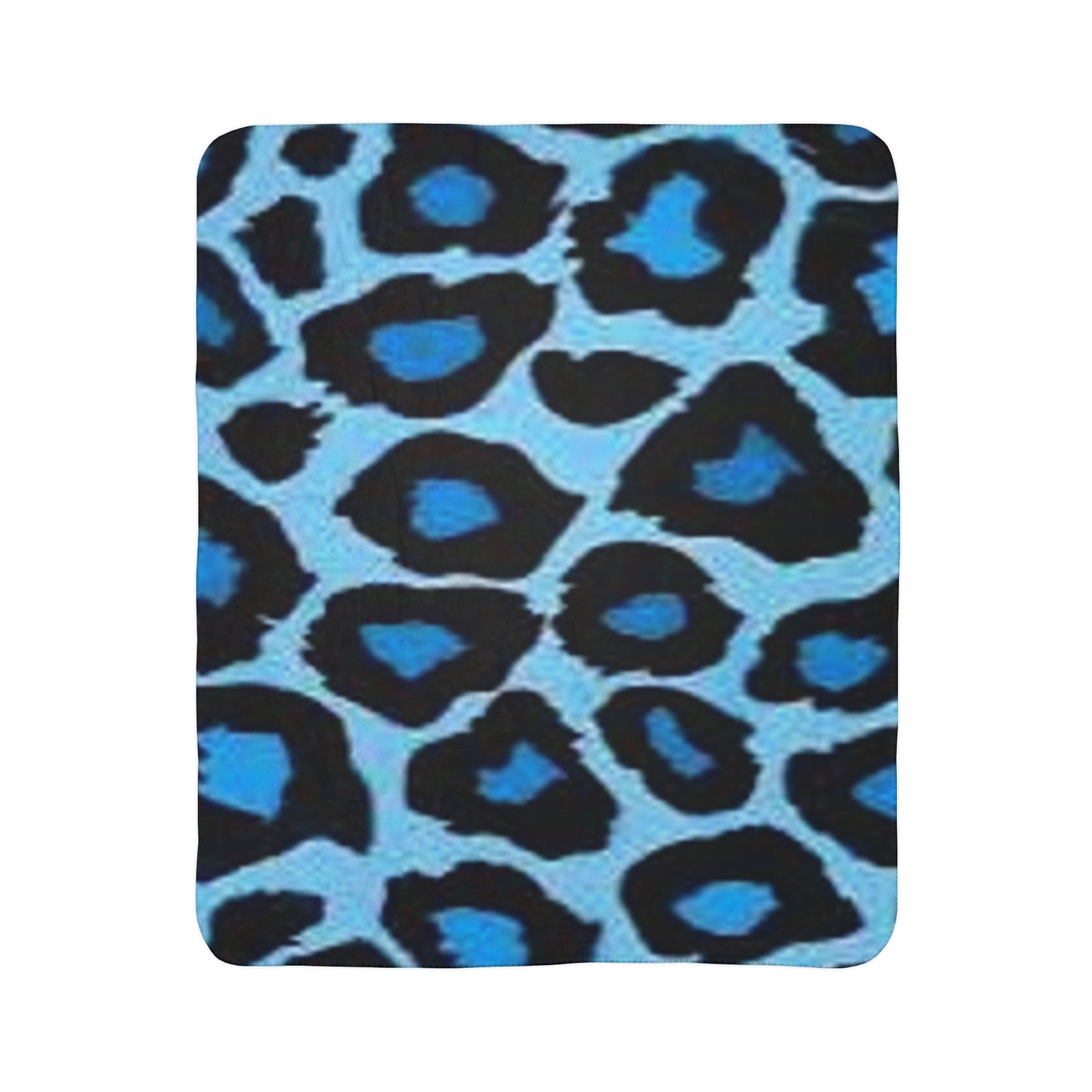 Fleece Sherpa Blanket “Blue Leopard”