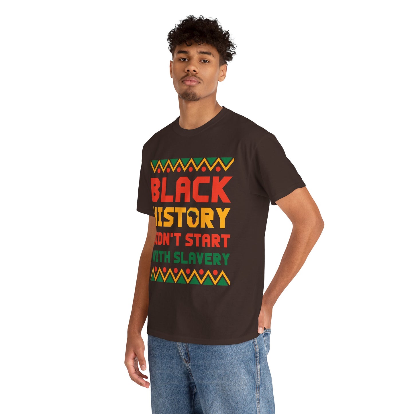 Camiseta unisex de algodón pesado "La historia negra no comenzó"